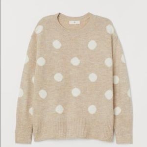 Very soft being and white polka dot sweater